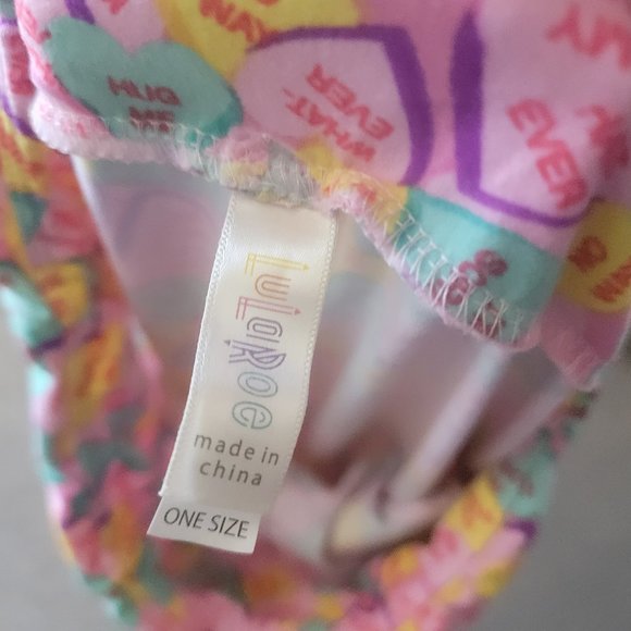 OS LuLaRoe Soft Stretchy Leggings Pink Sweetheart Print Leggings One Size - Picture 2 of 8